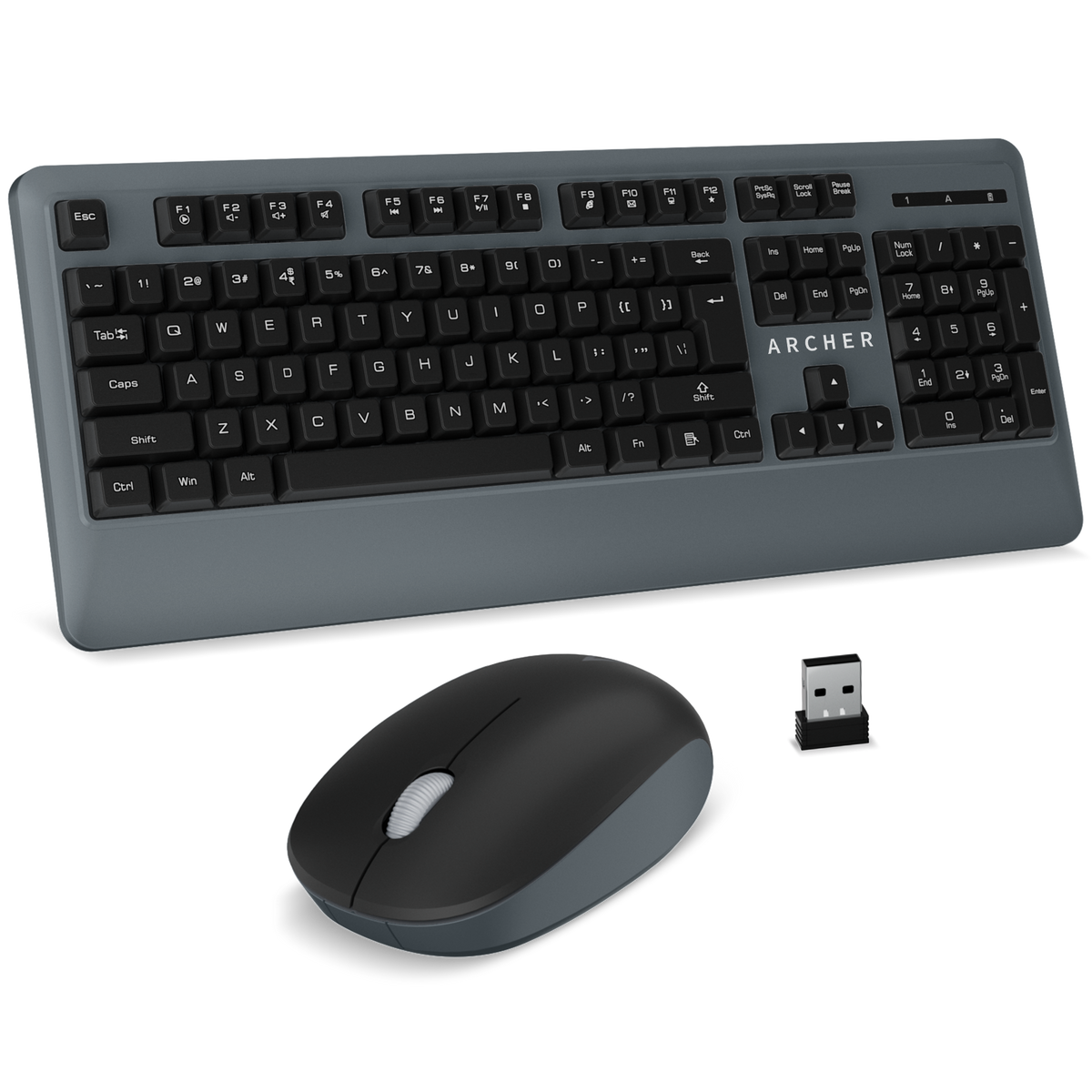 Wireless Keyboard and Mouse Combo – 2.4GHz Nano Receiver, 104 Keys, 1200 DPI
