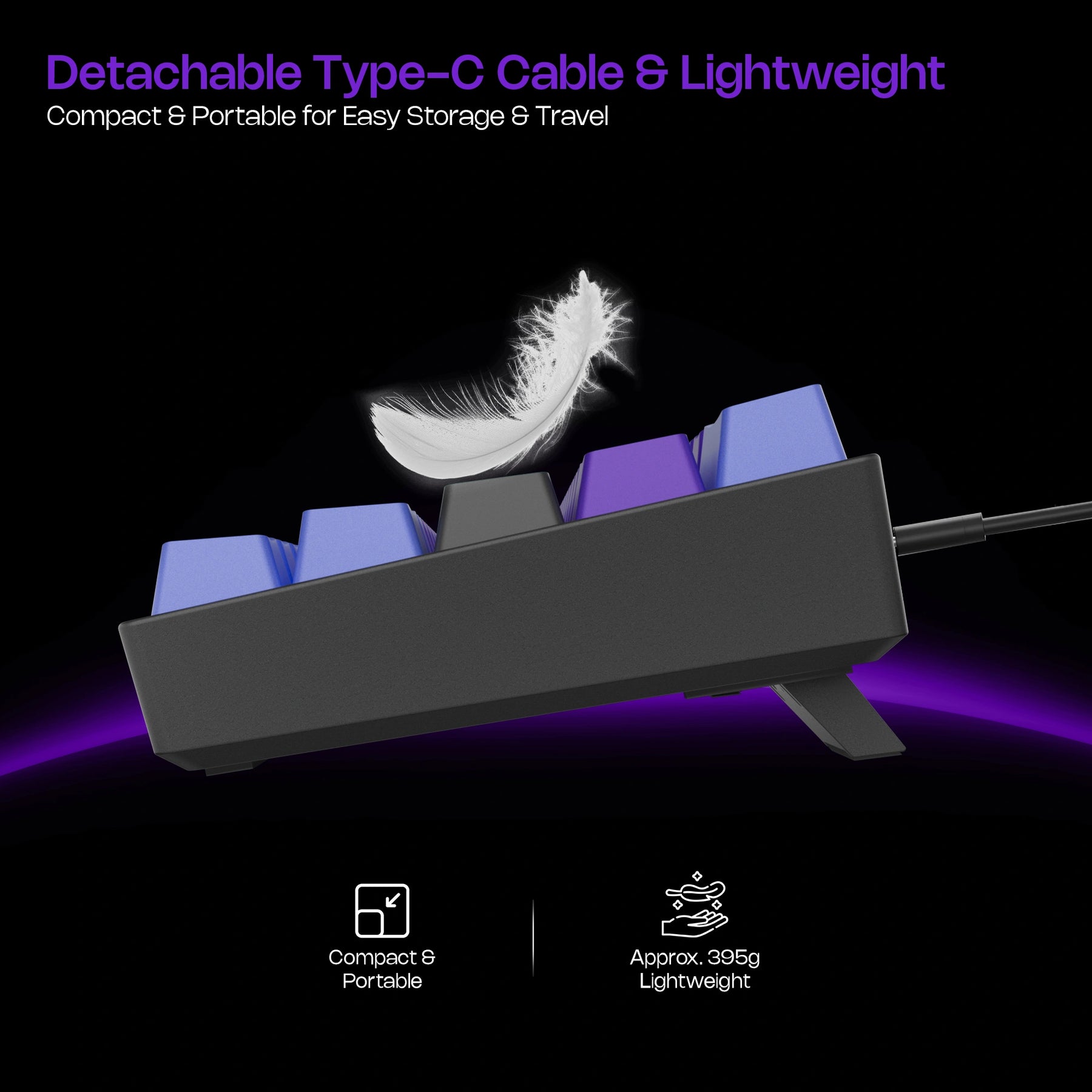 Wired Mechanical Gaming Keyboard – 60% Compact, 63 Keys, Blue Switches, RGB Backlit