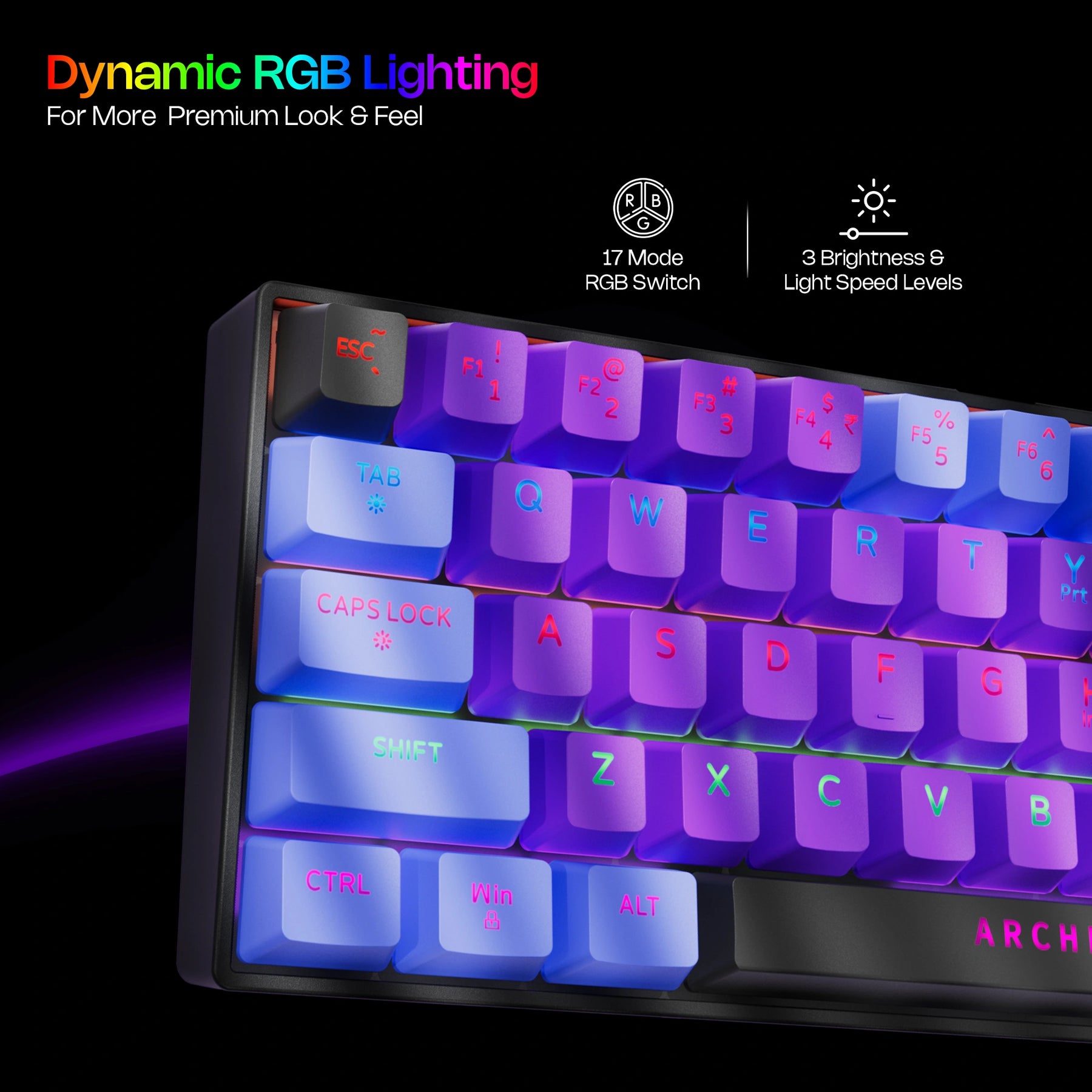 Wired Mechanical Gaming Keyboard – 60% Compact, 63 Keys, Blue Switches, RGB Backlit
