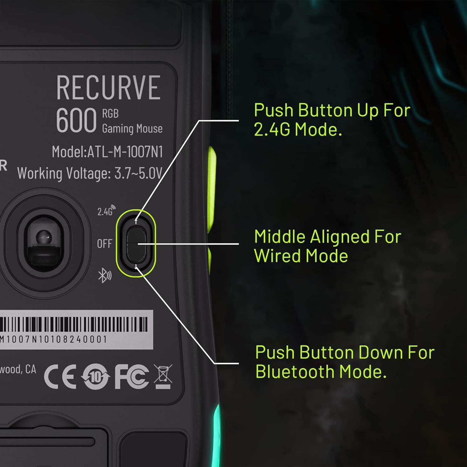 Recurve 600 Wireless Gaming Mouse with Pixart 3325 sensor 10000 DPI
