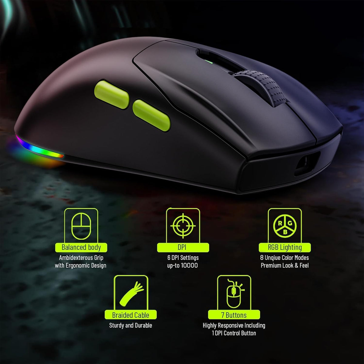 Recurve 600 Wireless Gaming Mouse with Pixart 3325 sensor 10000 DPI