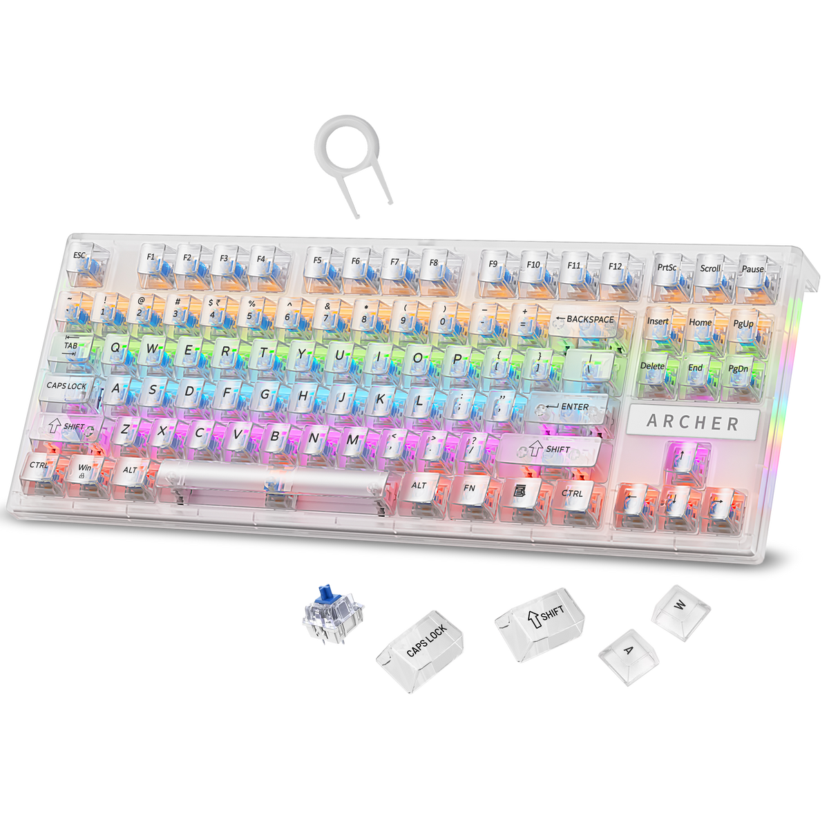 Astra M300 Mechanical Gaming Keyboard – Bluetooth/2.4GHz Wireless/Wired, 84 Keys, Blue Switches, RGB Backlit