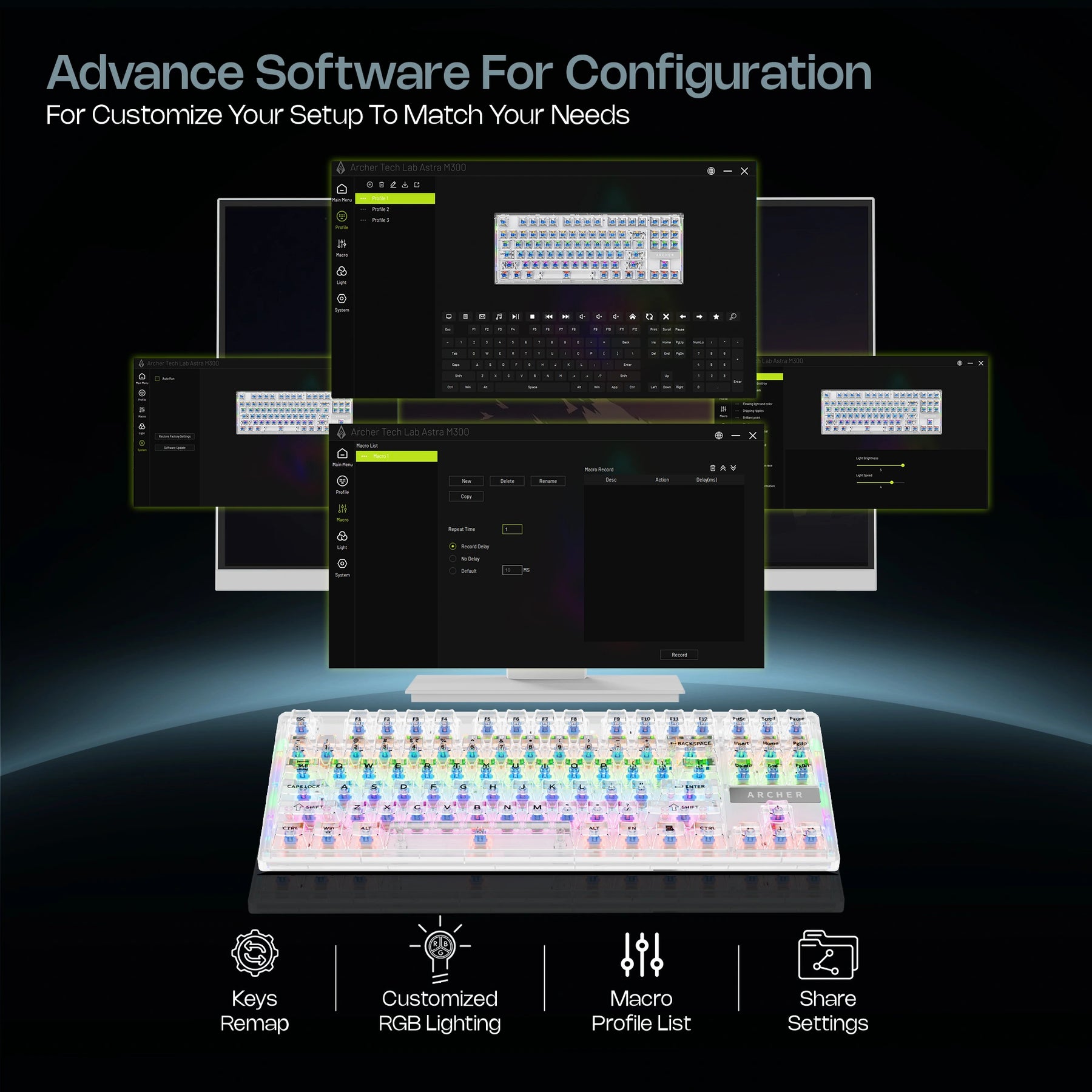 Mechanical Gaming Keyboard – Bluetooth/2.4GHz Wireless/Wired, 84 Keys, Blue Switches, RGB Backlit