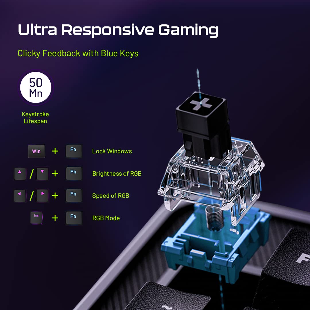 Astra M200 RGB Mechanical Gaming Keyboard with Blue Switches & Anti-Ghosting