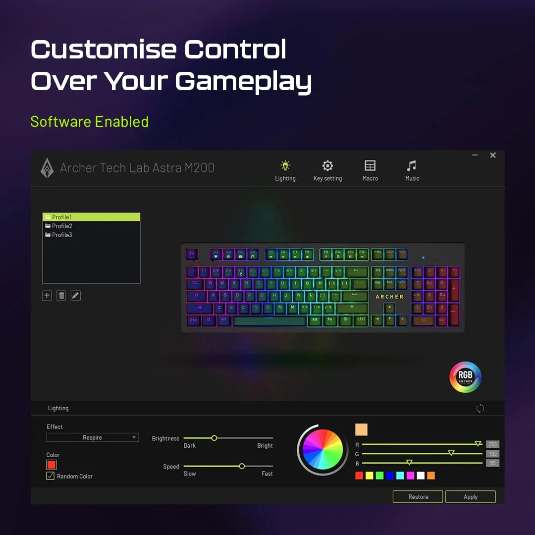 Astra M200 RGB Mechanical Gaming Keyboard with Blue Switches & Anti-Ghosting