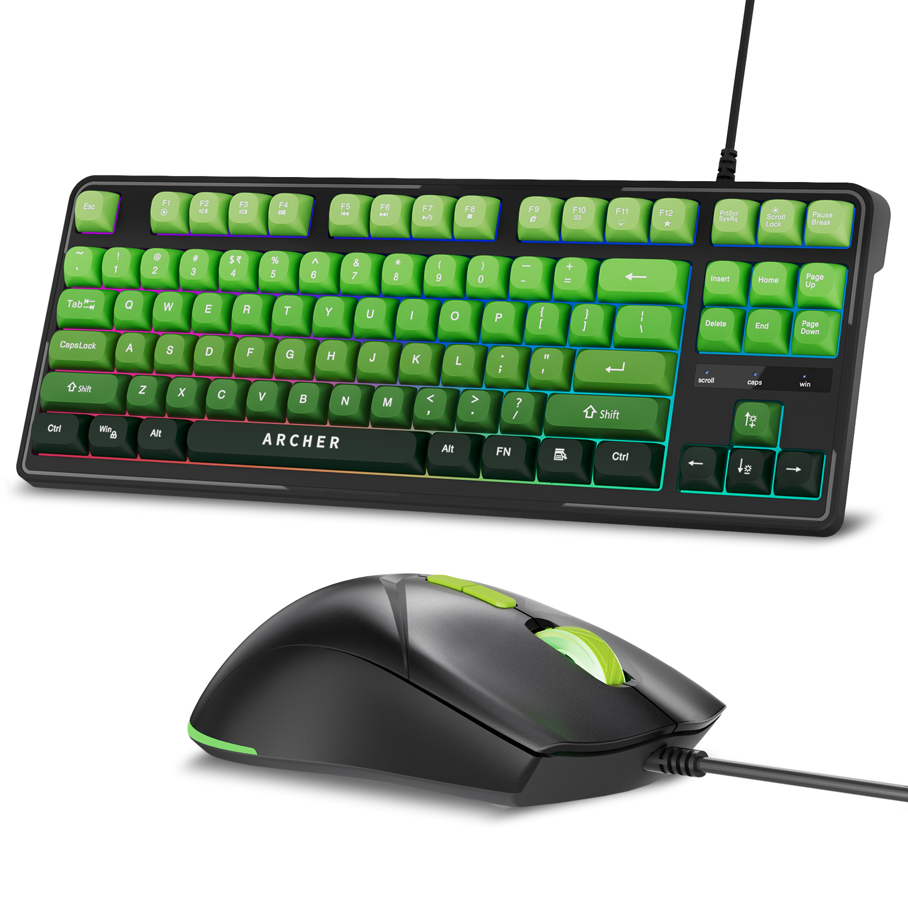 Astra G300 Wired RGB Gaming Keyboard & Mouse Combo (GREEN)
