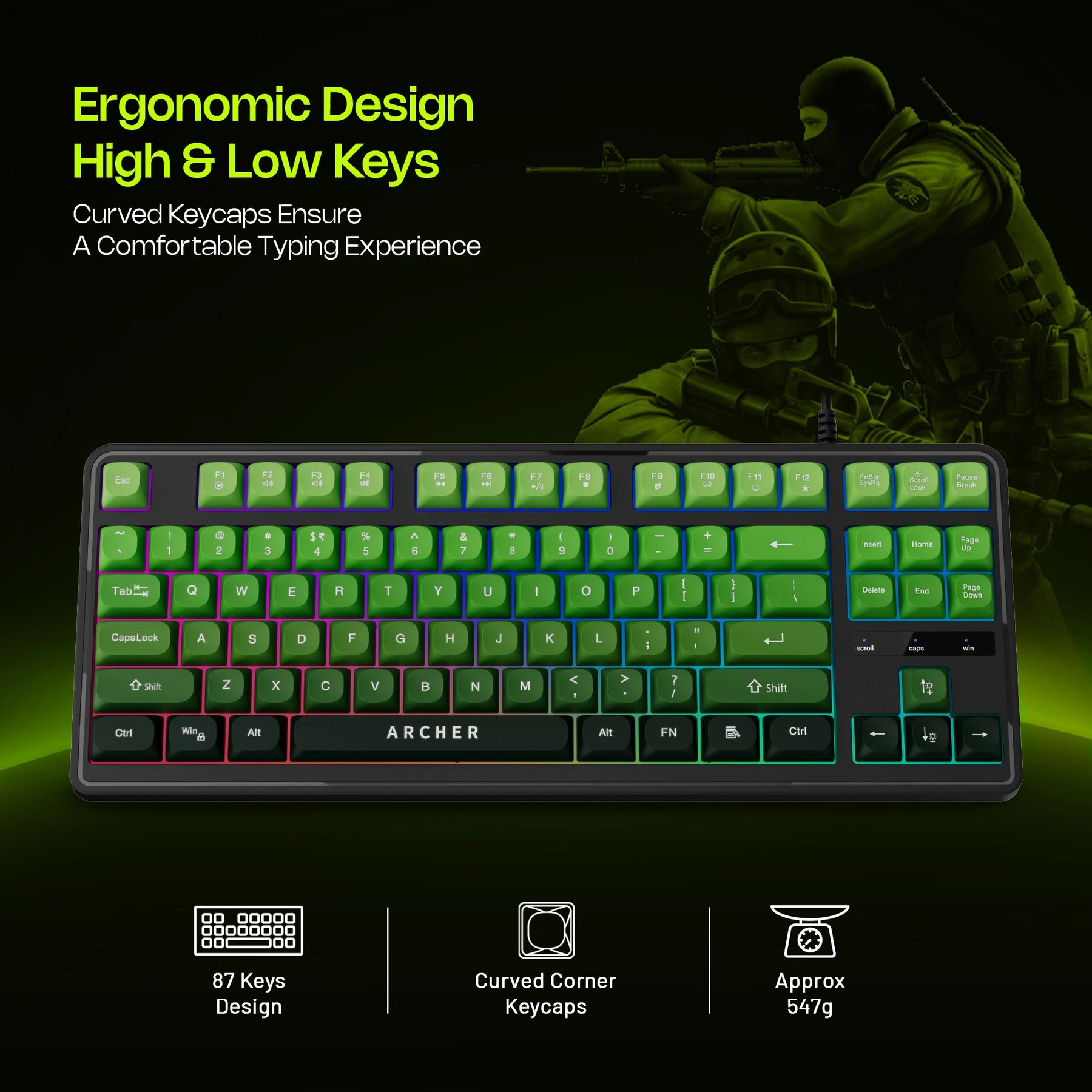 Astra G300 Wired RGB Gaming Keyboard & Mouse Combo (GREEN)