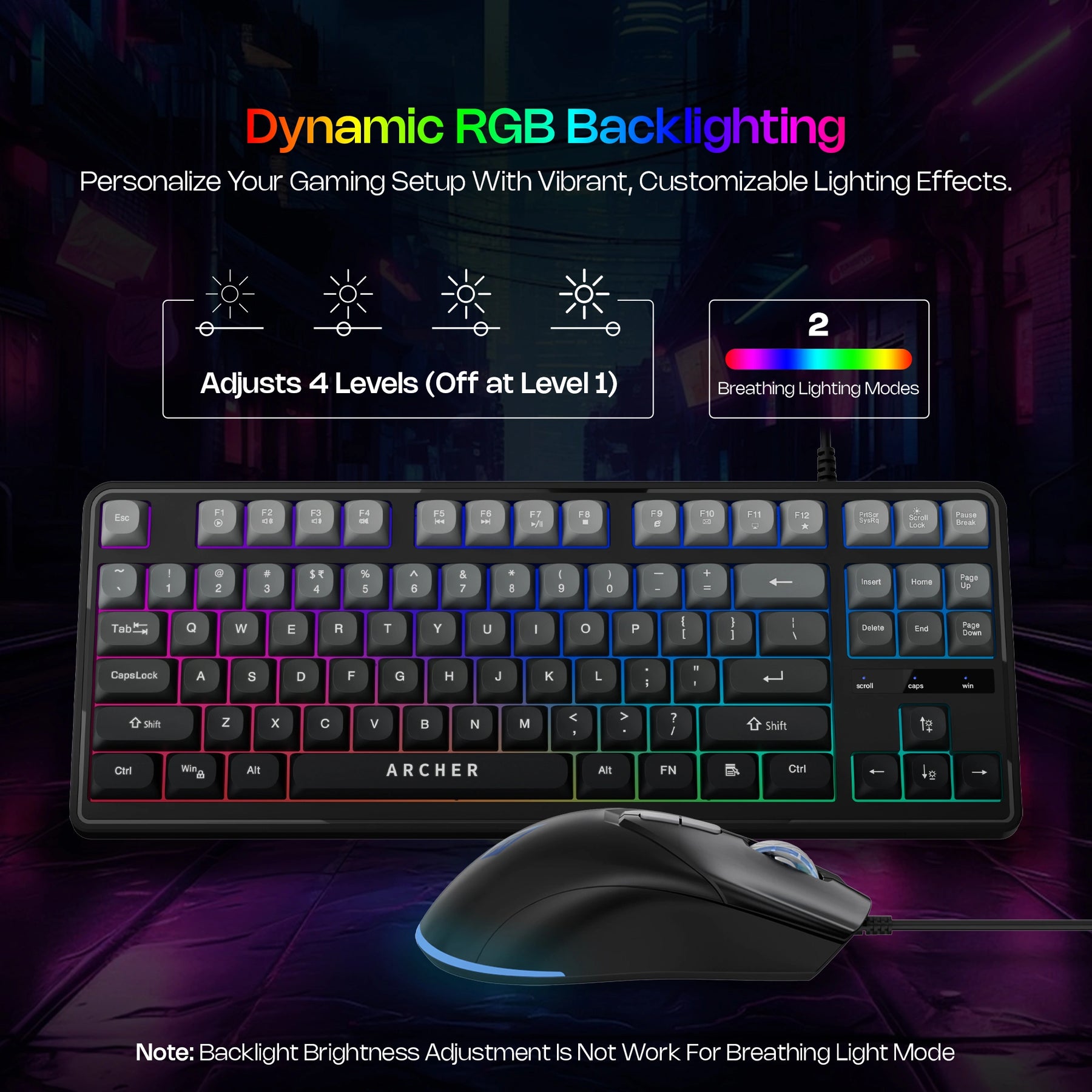 Astra G300 Wired Gaming Keyboard & Mouse Combo โ RGB Backlit, 87 Keys, 7-Button Mouse