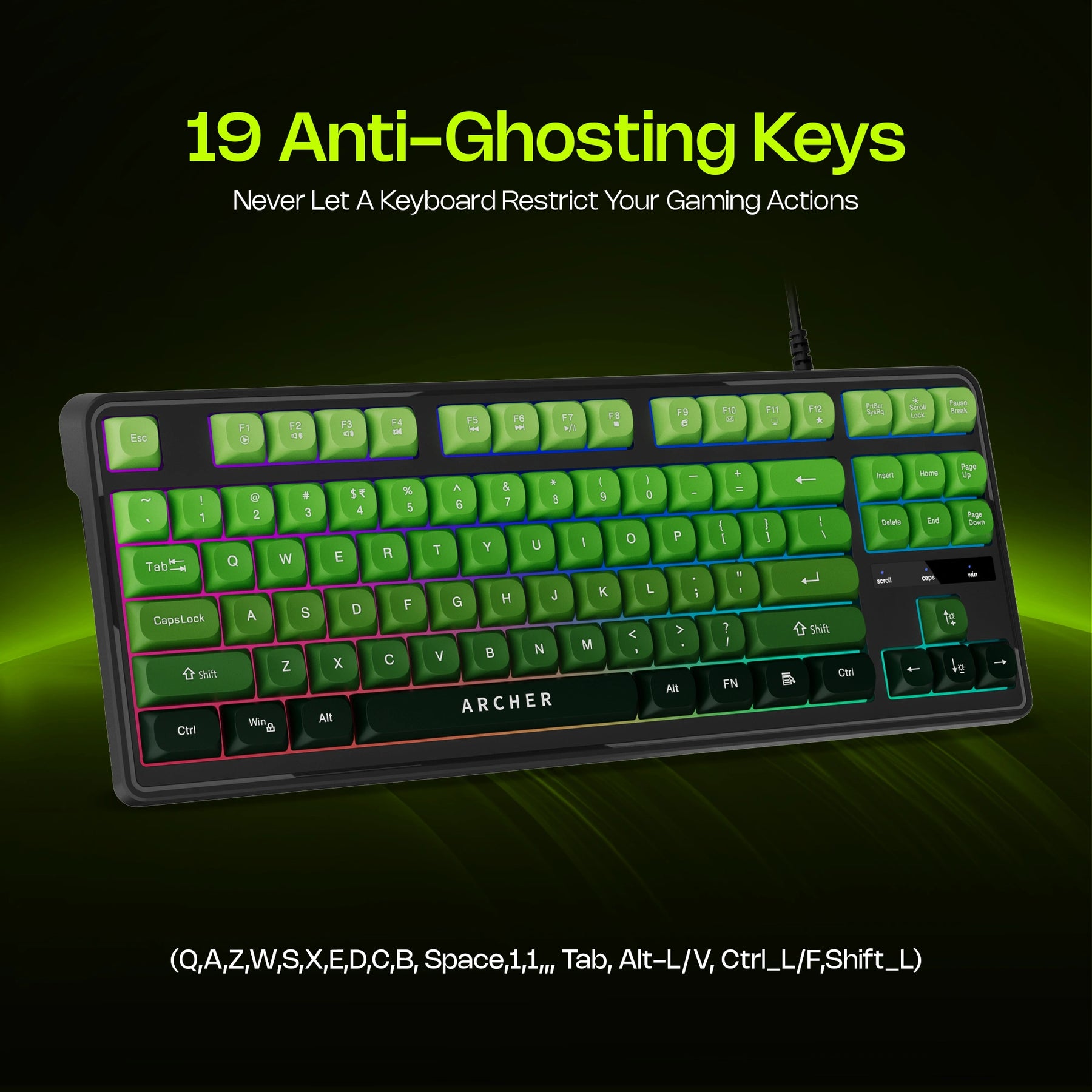 Astra G300 Wired RGB Gaming Keyboard & Mouse Combo (GREEN)