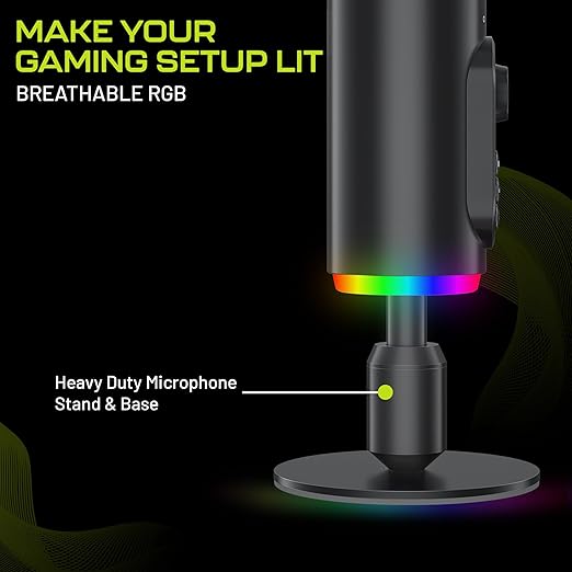 Gaming microphone with RGB lights & noise cancellation for PC and PS5