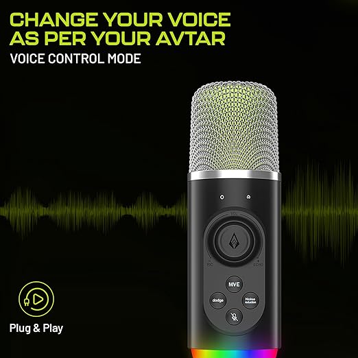 Gaming microphone with RGB lights & noise cancellation for PC and PS5