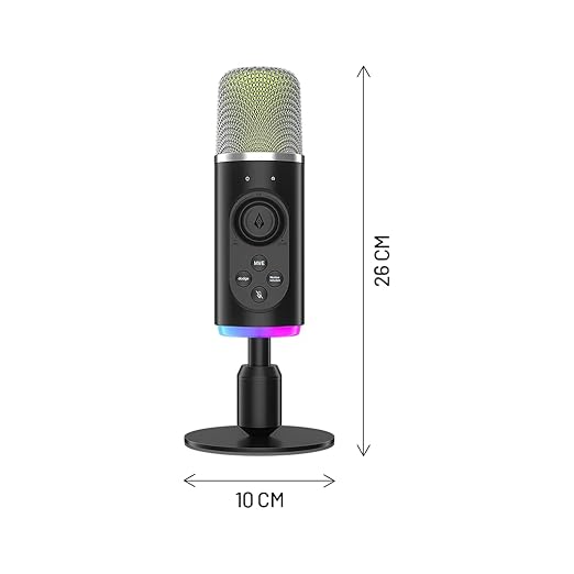 Gaming microphone with RGB lights & noise cancellation for PC and PS5