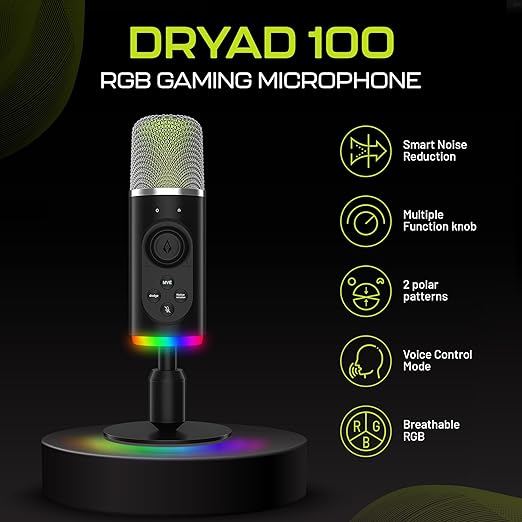 Gaming microphone with RGB lights & noise cancellation for PC and PS5