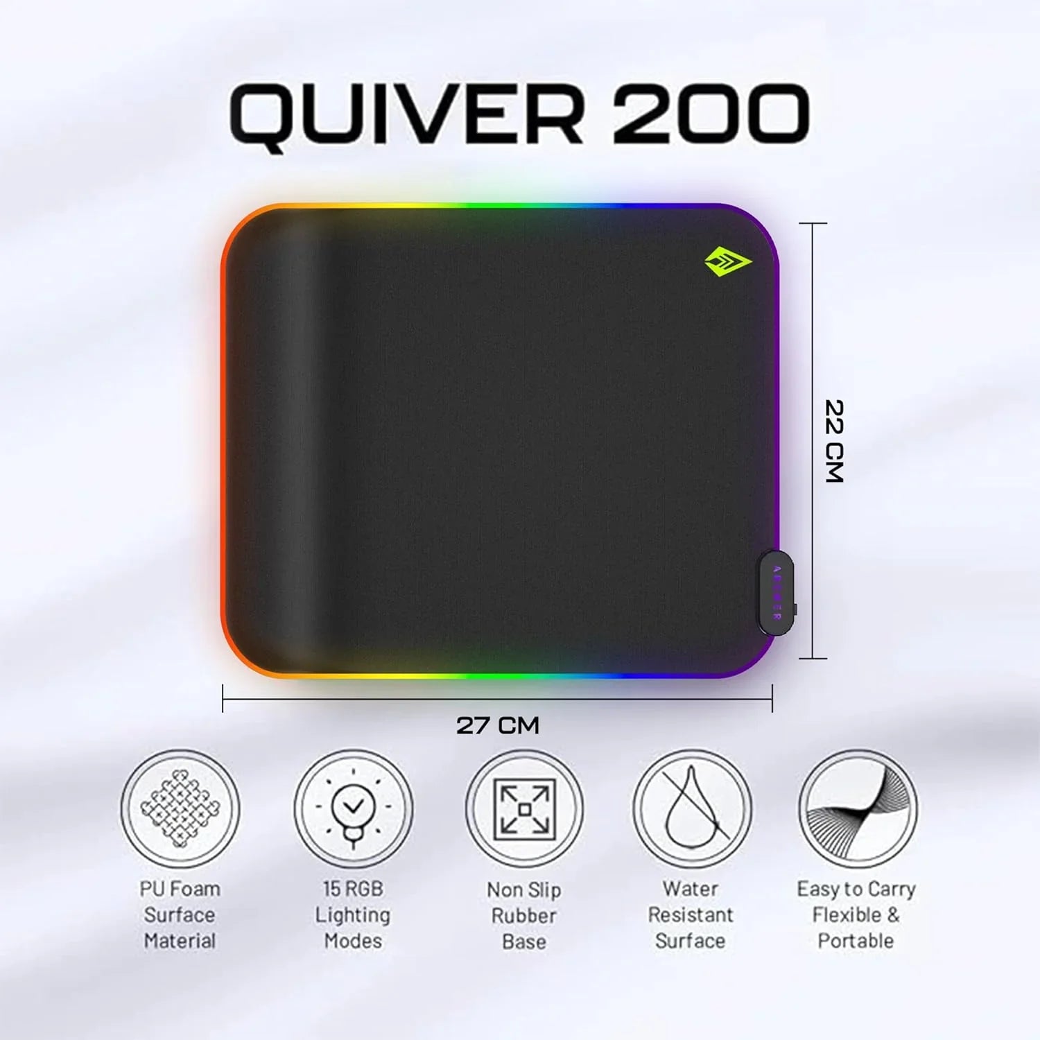 Quiver 200 Gaming Mouse Pad with RGB and Wrist Rest