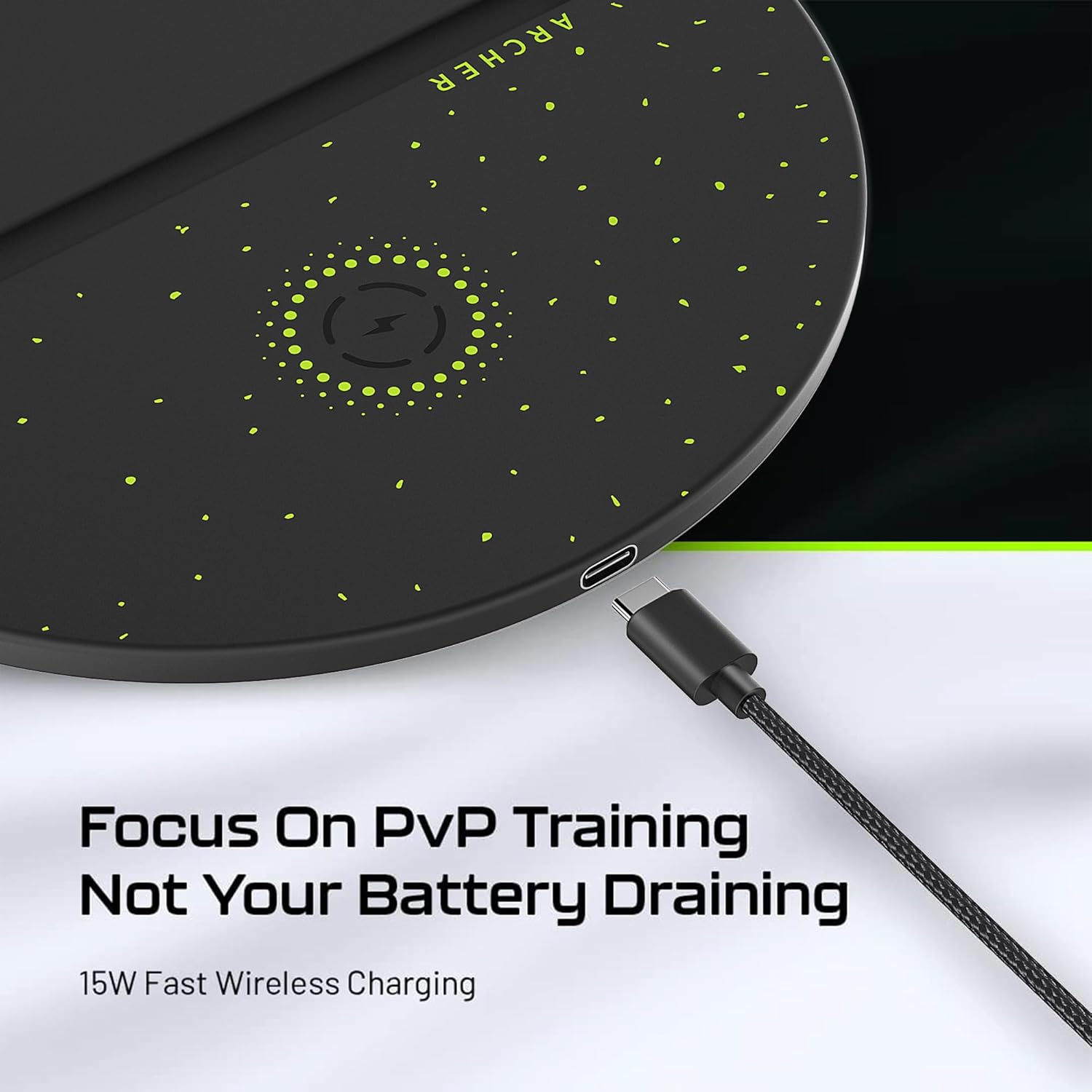 Quiver 500 wireless charging gaming mousepad with 15W fast charge