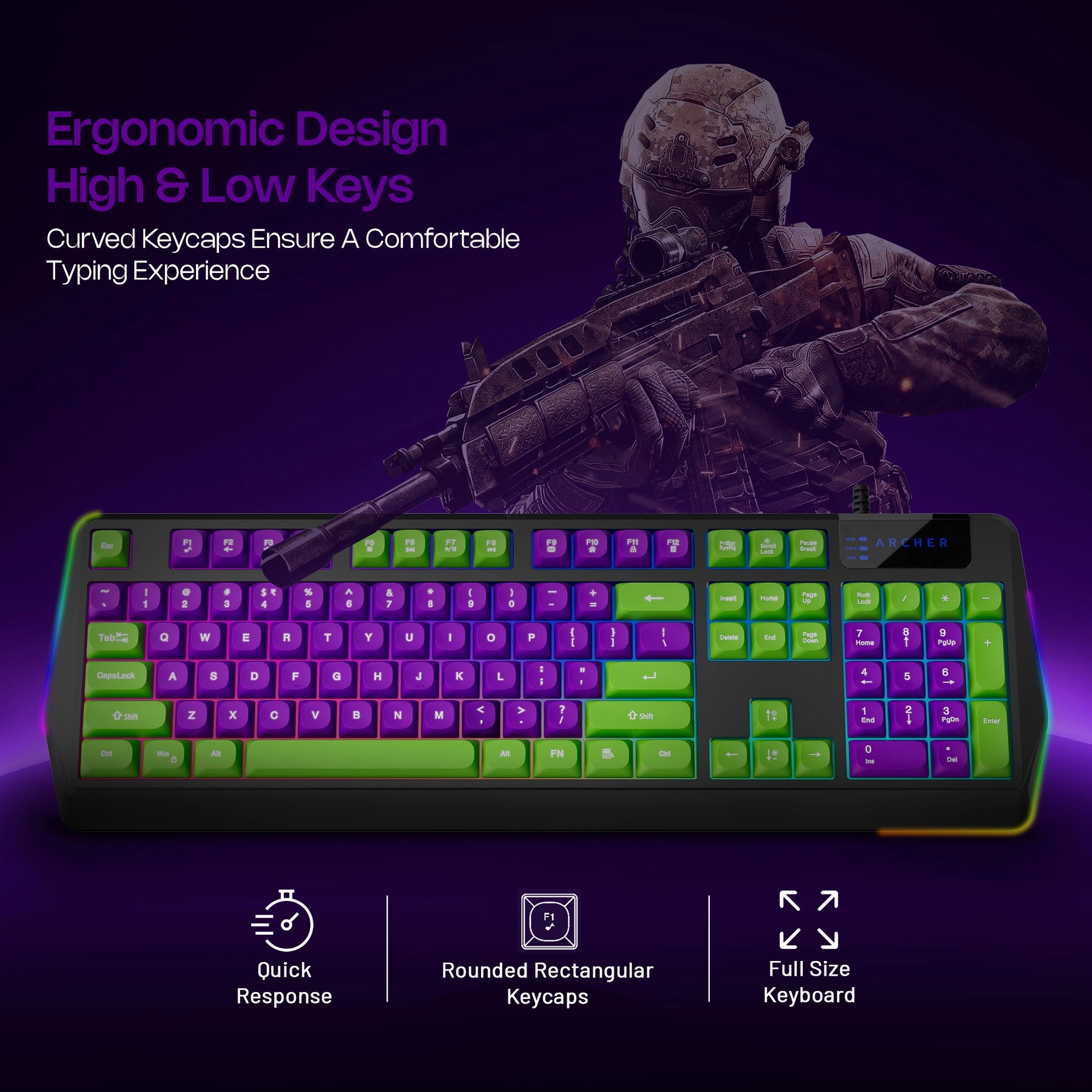 Archer Tech Lab G200 wired gaming keyboard and mouse combo with RGB lighting