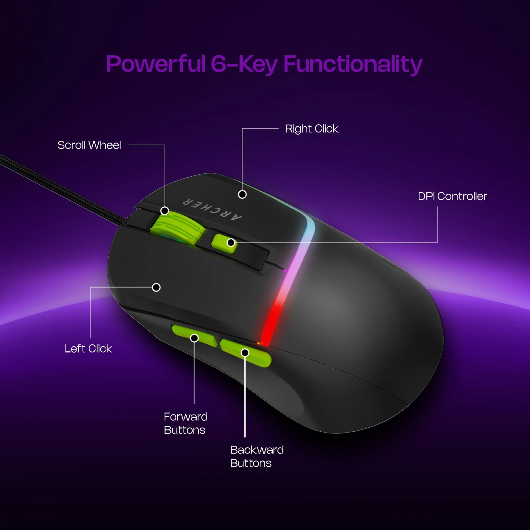 Archer Tech Lab G200 wired gaming keyboard and mouse combo with RGB lighting
