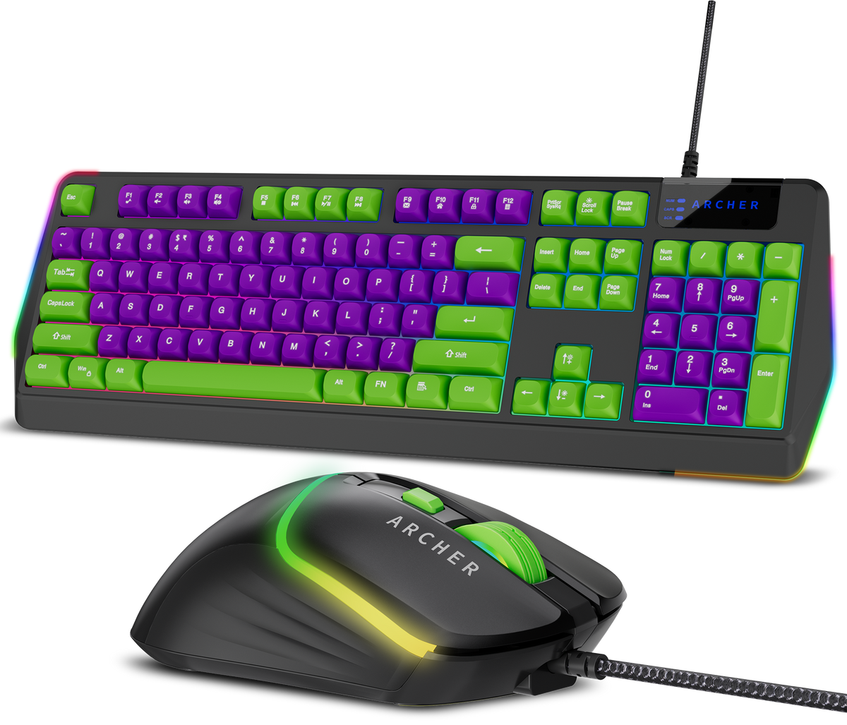 Archer Tech Lab G200 wired gaming keyboard and mouse combo with RGB lighting