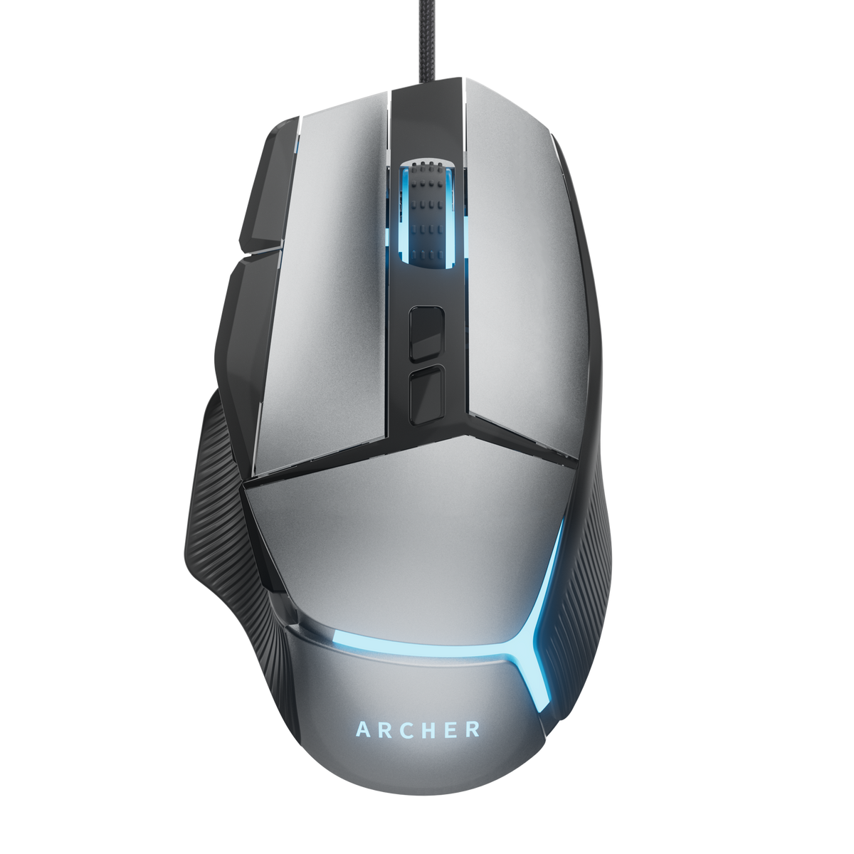 Archer Tech Lab Recurve 800 wired gaming mouse with RGB lighting and ergonomic design