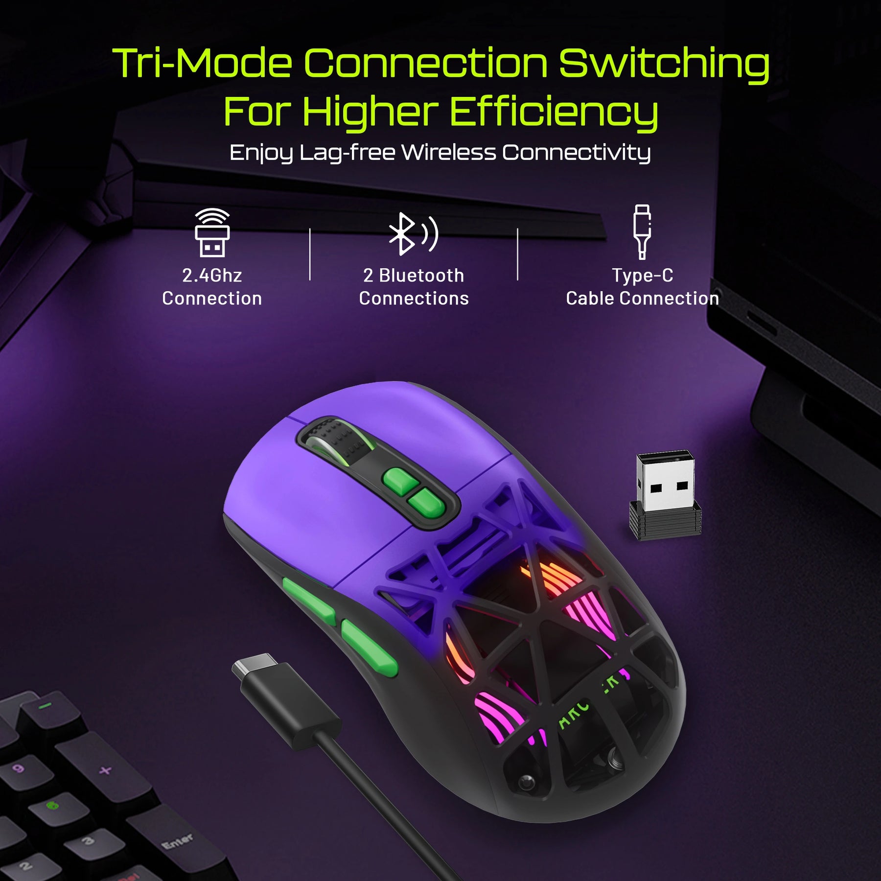 Hawkeye pro gaming mouse with Bluetooth 5.3, wireless and wired modes - best gaming mouse