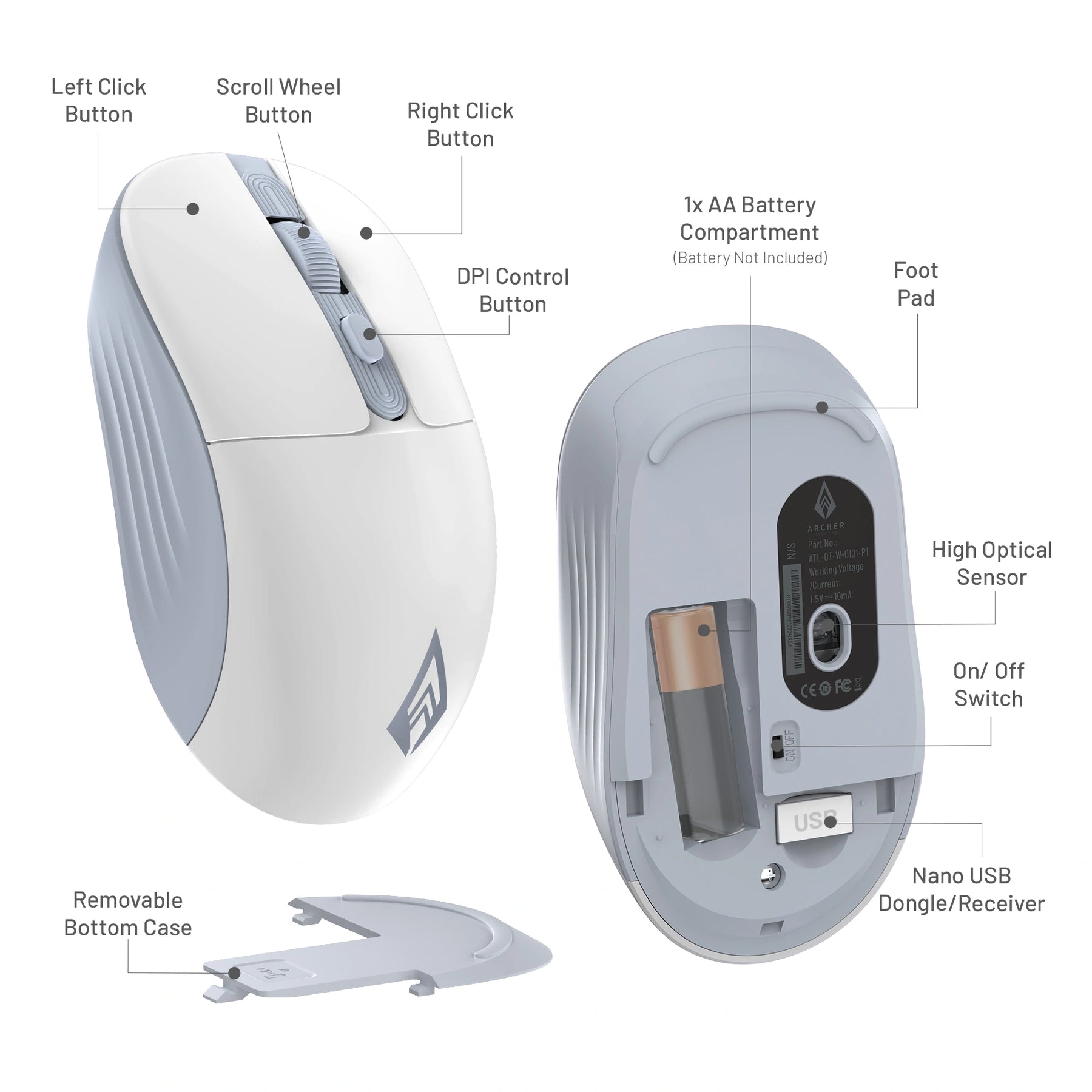 Precision 100 Wireless Mouse (White)
