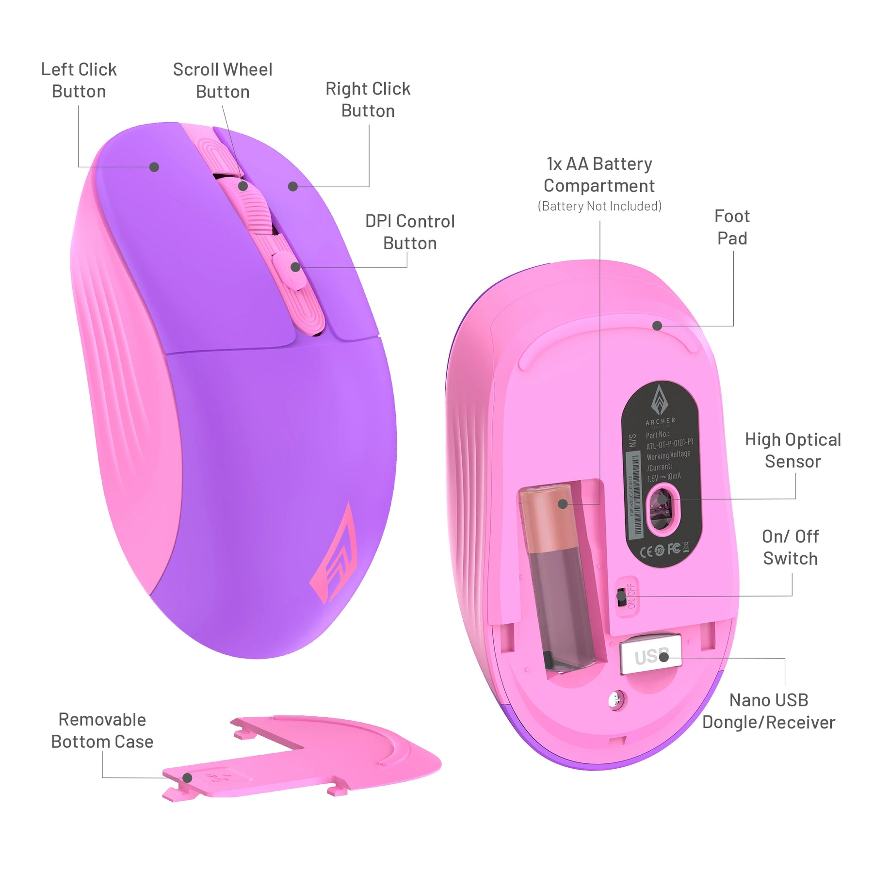 Precision 100 Wireless Office Mouse with 2.4GHz USB nano receiver