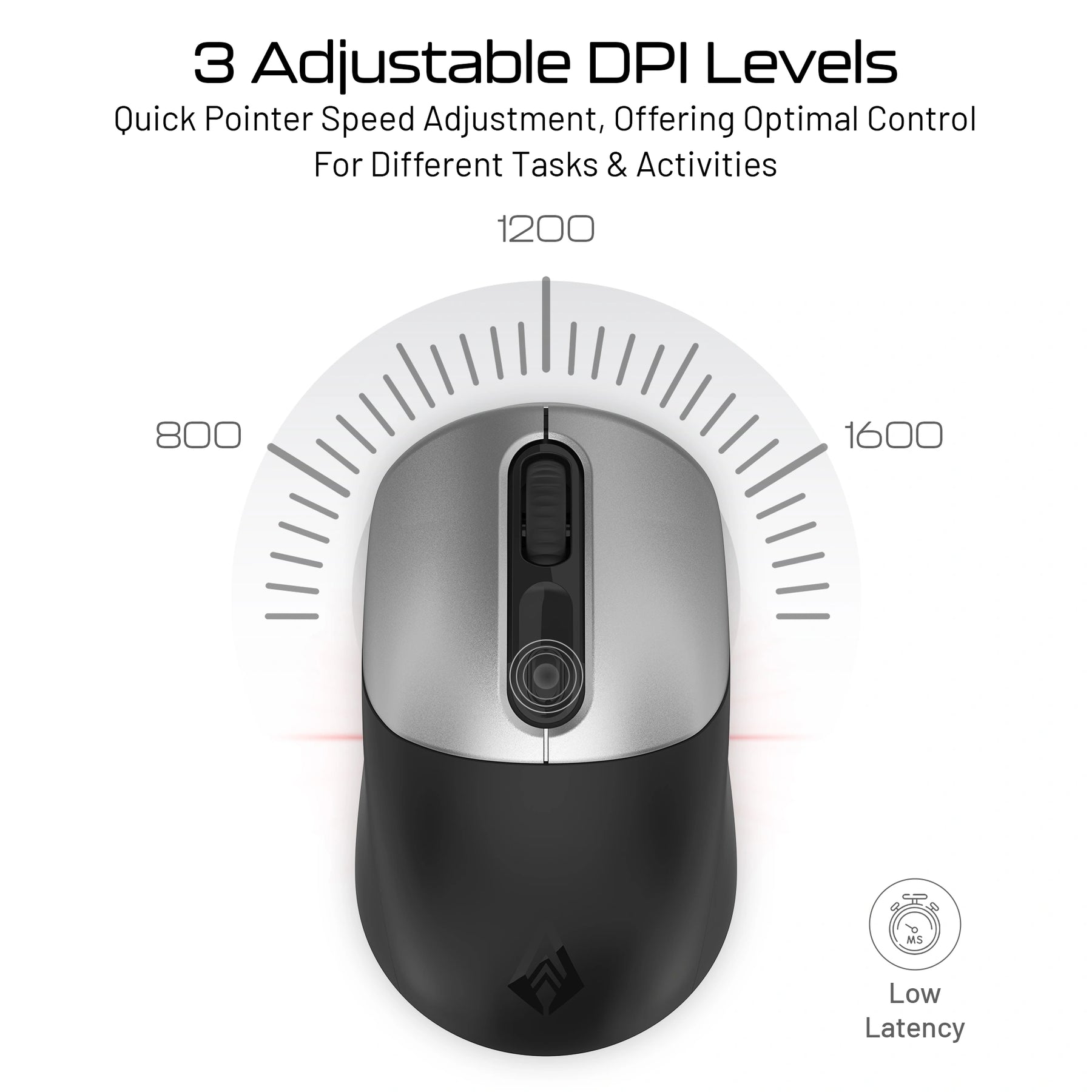Precision 200 Wireless Office Mouse with Bluetooth & 2.4GHz USB, Rechargeable Ergonomic Lightweight Mouse