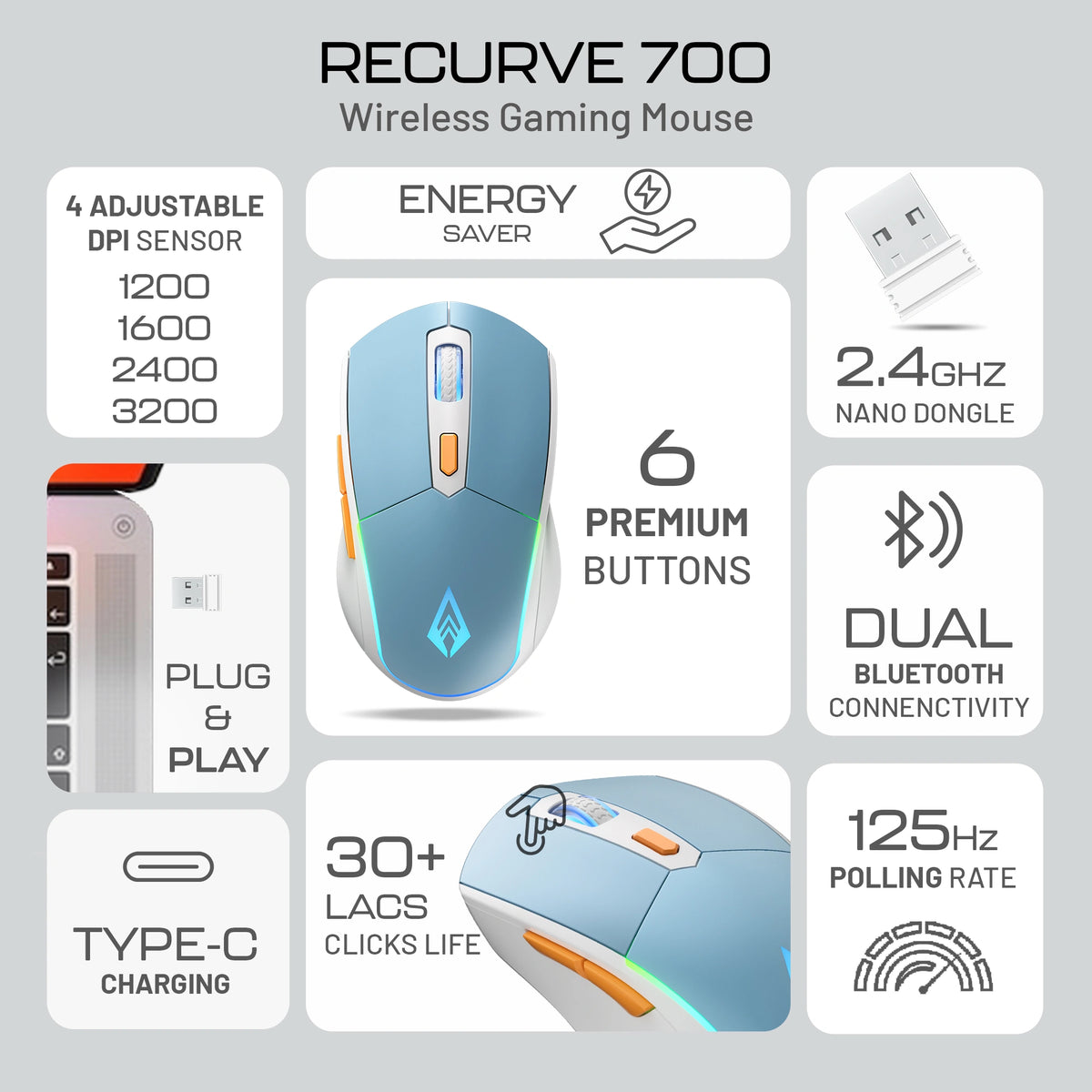 Recurve 700 wireless gaming mouse | RGB gaming mouse