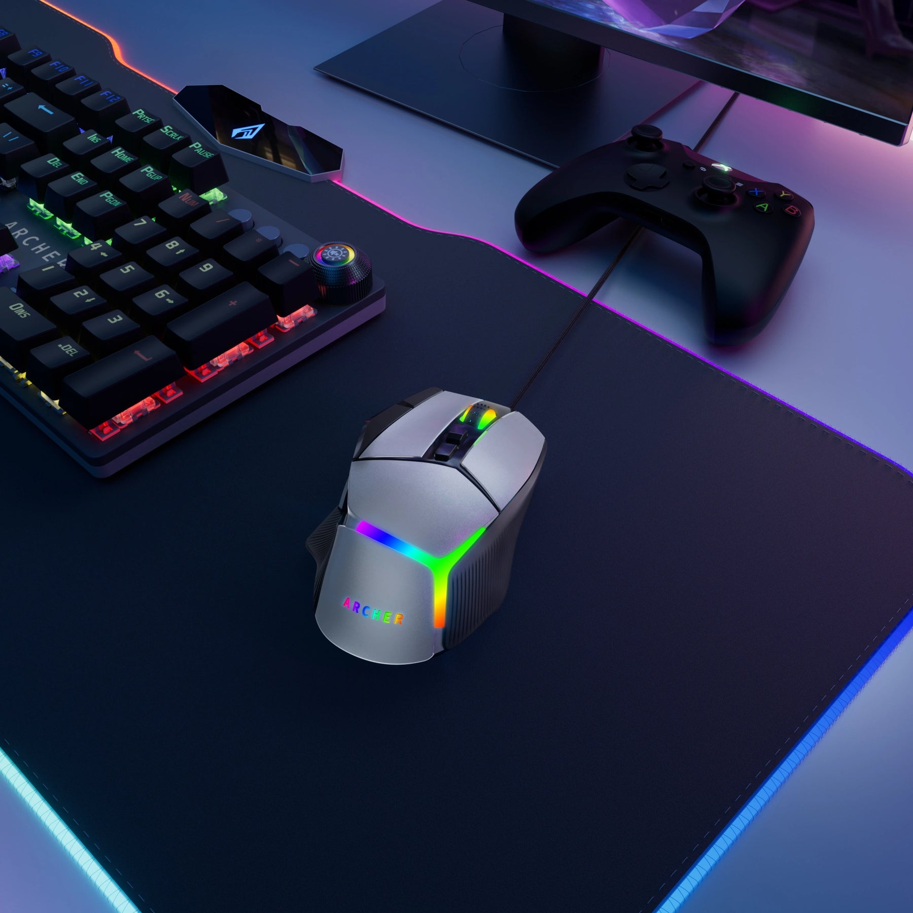 Recurve 800 wired gaming mouse with RGB lighting and ergonomic design