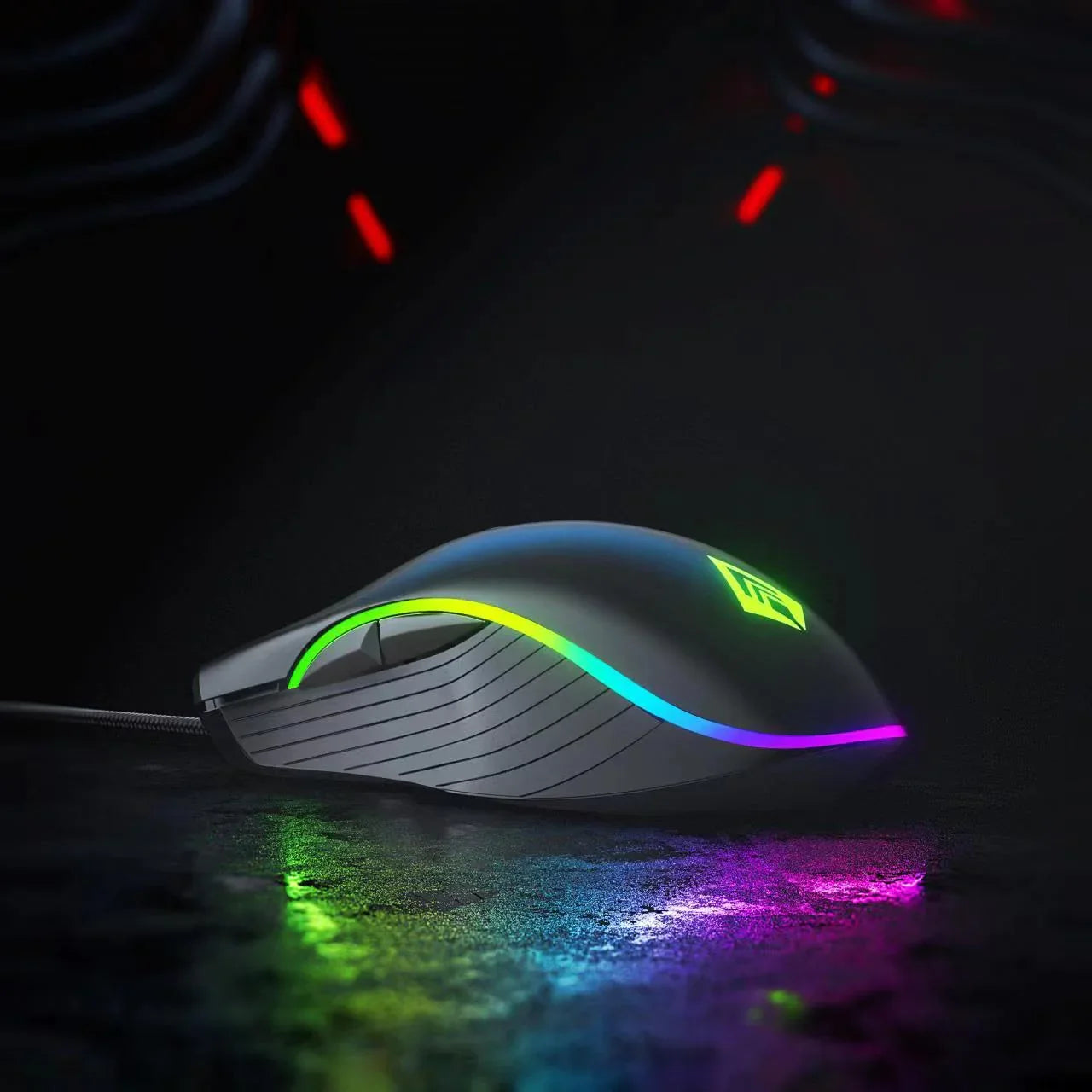 Recurve 200 Wired Gaming Mouse with Rubber Oil Finish, 12800 DPI Sensor, 7 Buttons, and 13 RGB Modes