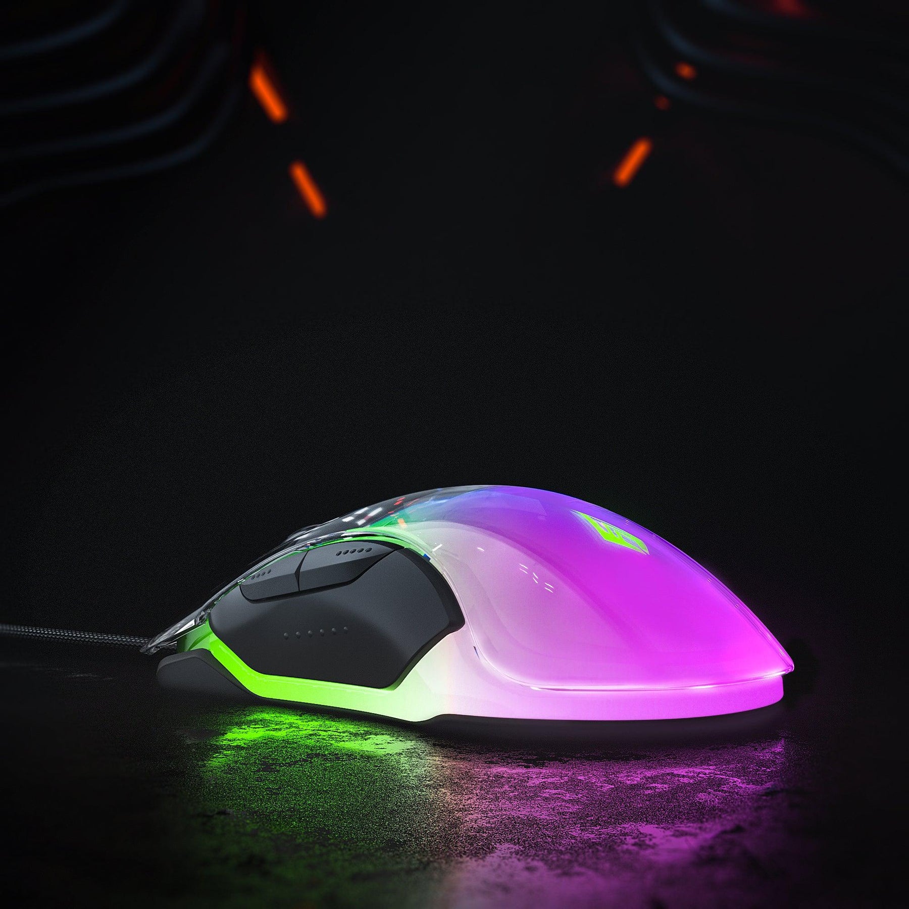 Recurve 400 Wired RGB Gaming Mouse with 12000 DPI, Transparent Top, and Programmable Buttons