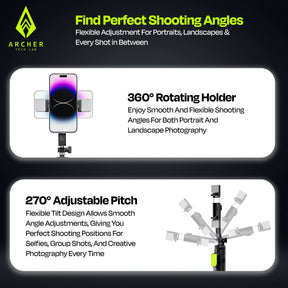 ArcherTechLab Selfie Stick Tripod – Perfect for Vlogs & Photos