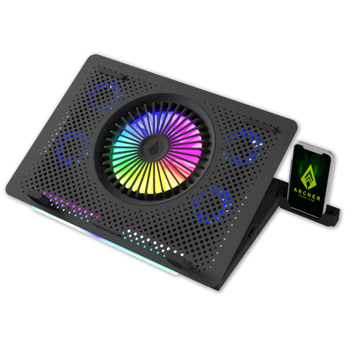 Squall 200 RGB Gaming Laptop Cooling Pad – 5 Turbo Fans, Aluminum Mesh